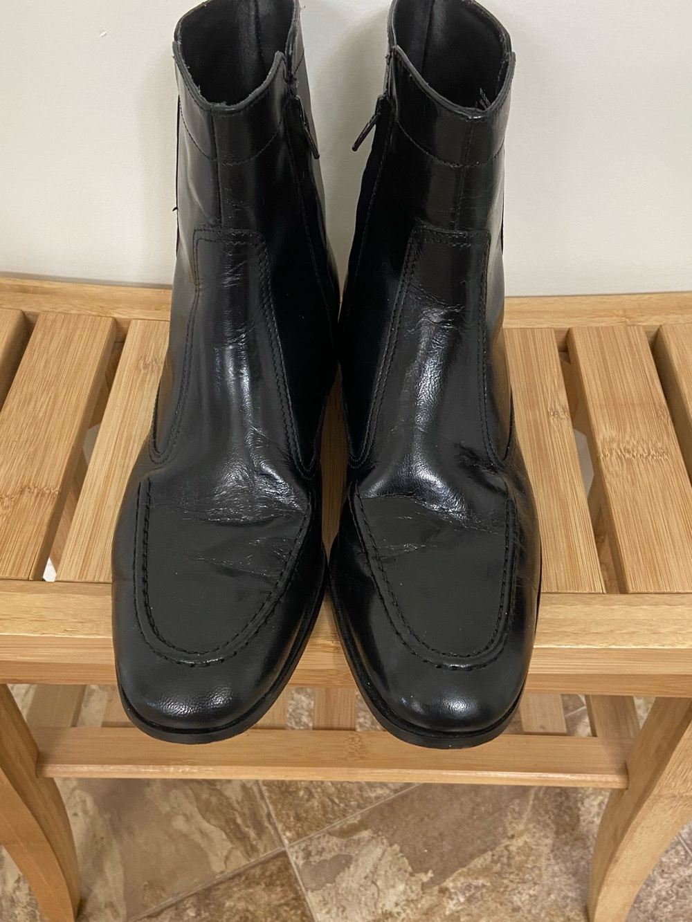 Florsheim Essex Mock Toe Black Leather Men's Zip Ankle Boots